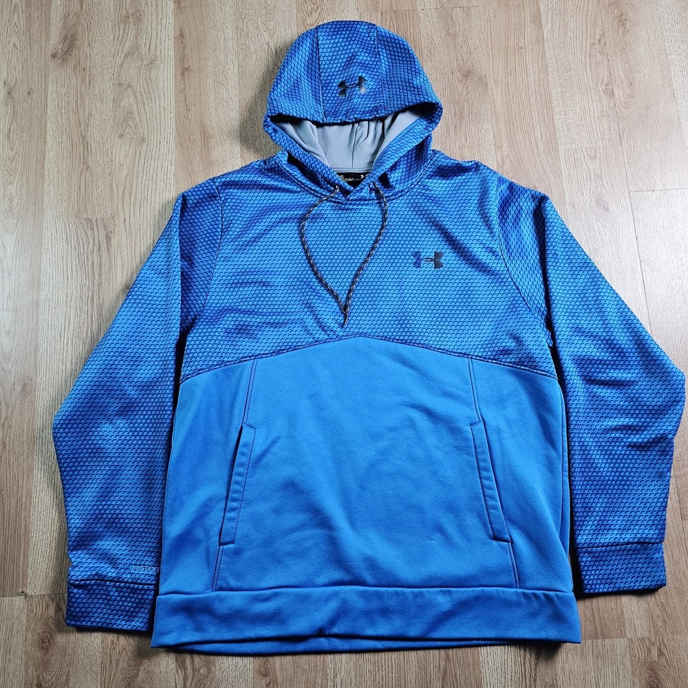 Under Armour Storm 1 Hoodie Men Large Blue Geometric Pattern Pullover Sweatshirt